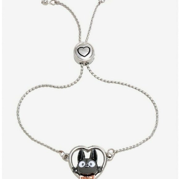 Studio Ghibli Kiki's Delivery Service Jiji Heart Metal Cord Bracelet - Picture 3 of 3